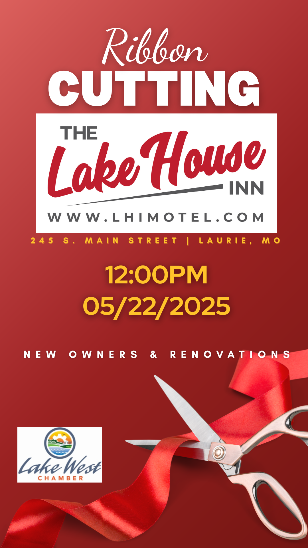 Flyer for the Lakehouse Inn Motel Ribbon Cutting